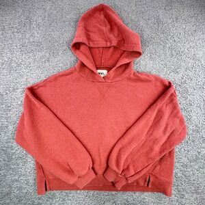 Madewell MWL Womens Relaxed Boxy French Terry Hoodie Terra Cotta Red Large